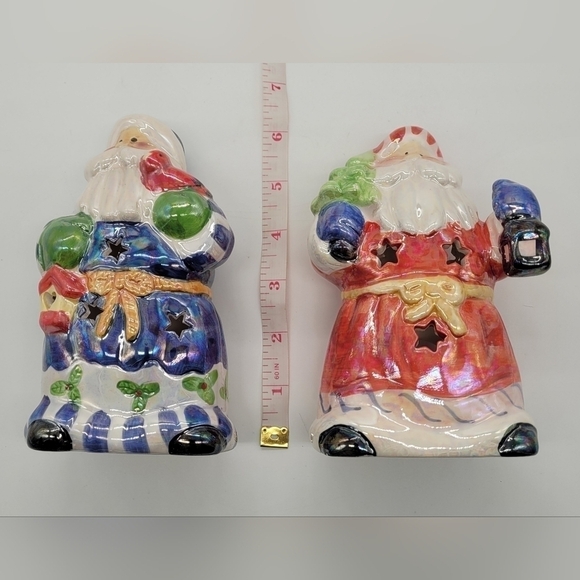 Holiday Traditions Santa Candle Holder Decor Christmas Xmas set of 2 - Picture 6 of 7